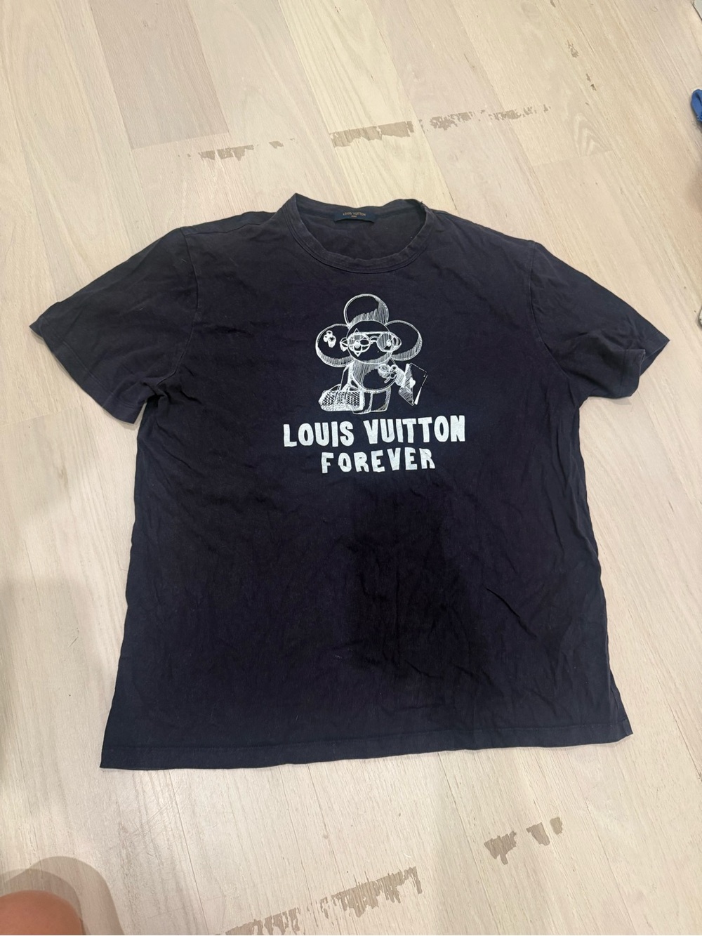 Louis Vuitton Black Tee with White Graphic - Men's Short Sleeve